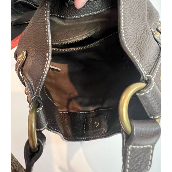 NWT J Crew Collection Brown Pebble Leather Satchel Shoulder Bag Purse - Picture 8 of 11